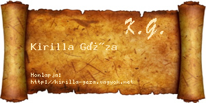 Kirilla Géza névjegykártya